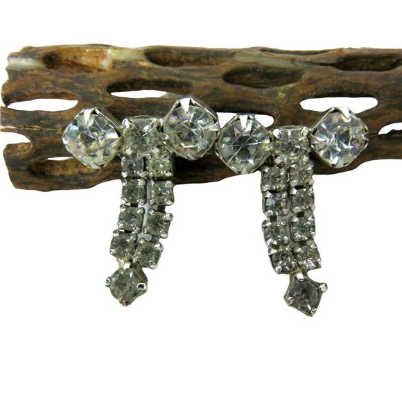 Unbranded Jewelry - Vintage Screw Back Earrings Crystal Rhinestone Dangle Bowtie Ribbon Unmarked